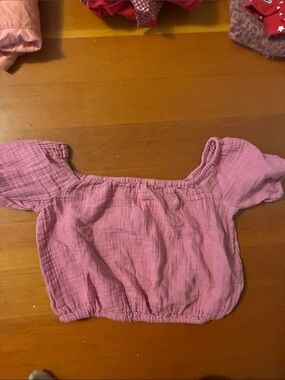 Kids Pink Off-Shoulder Cotton Top